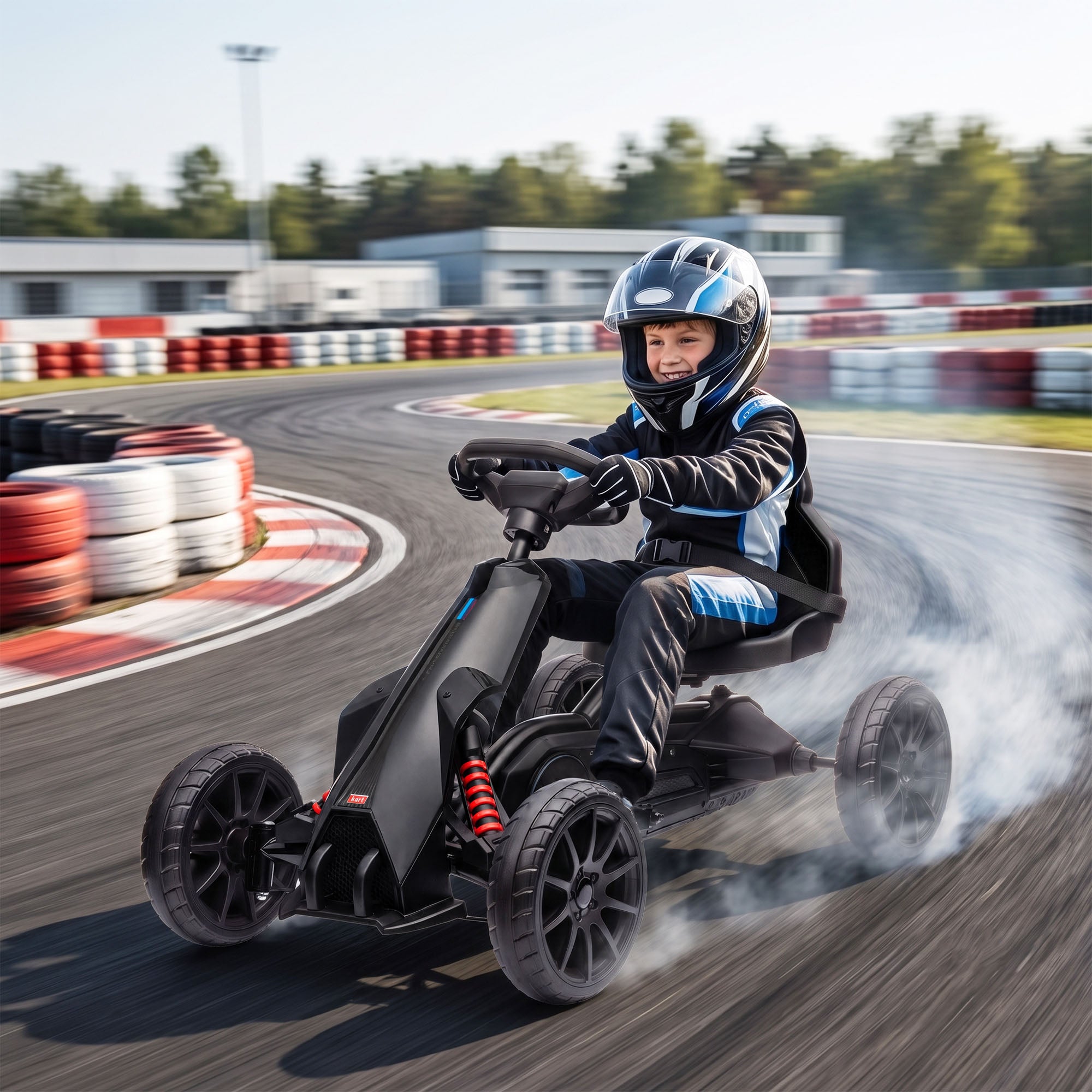 12V Electric Go Kart for Kids, Ride On Toy with EVA Tires, 2 Speeds, Adjustable Seat, Safety Belt for 3-8 Years, Black