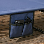Chaise Lounge Pool Lounge Chairs Set of 2,Outdoor Sun Tanning Chairs,Reclining Back,Steel Frame and Side Pocket,Blue