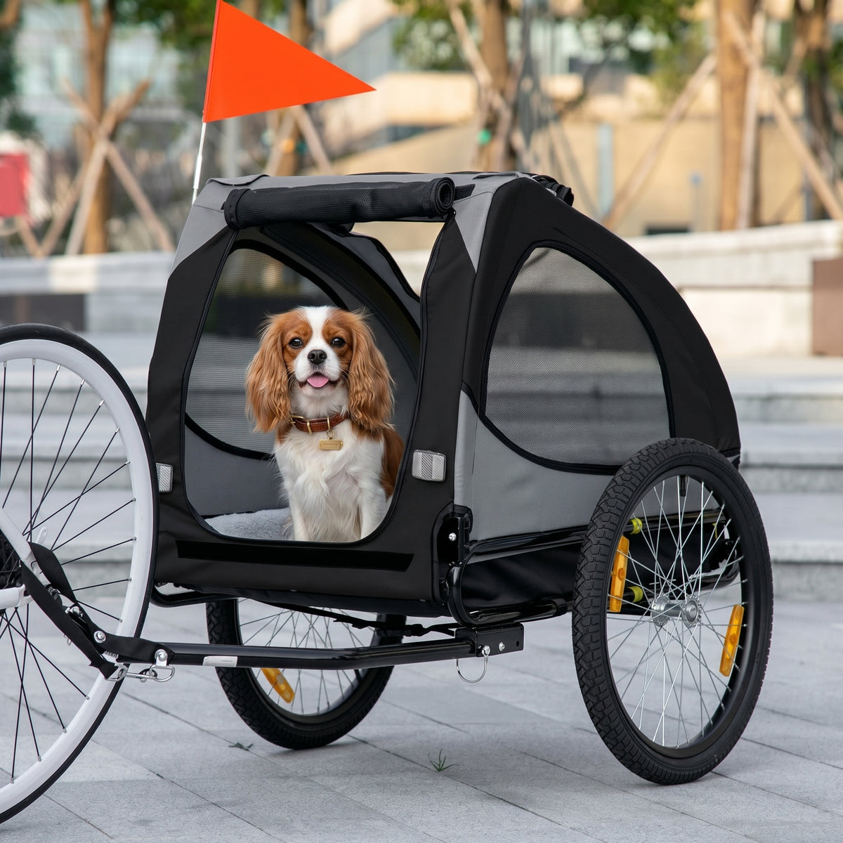 Dog Bike Trailer, Pet Stroller with Wheels for Medium Dogs, Black