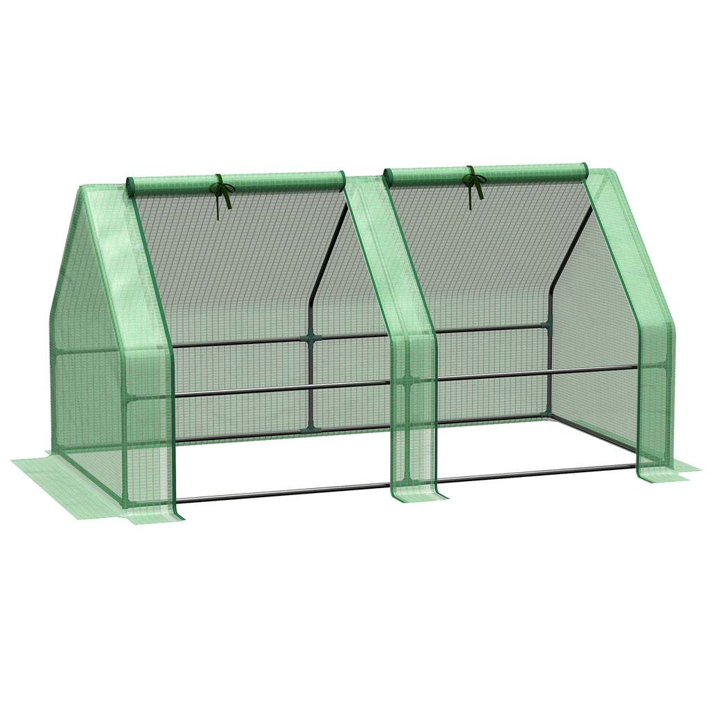 Portable Mini Greenhouse, Outdoor Garden with Large Zipper Doors and Water/UV PE Cover, 5.9' x 3' x 3', Green