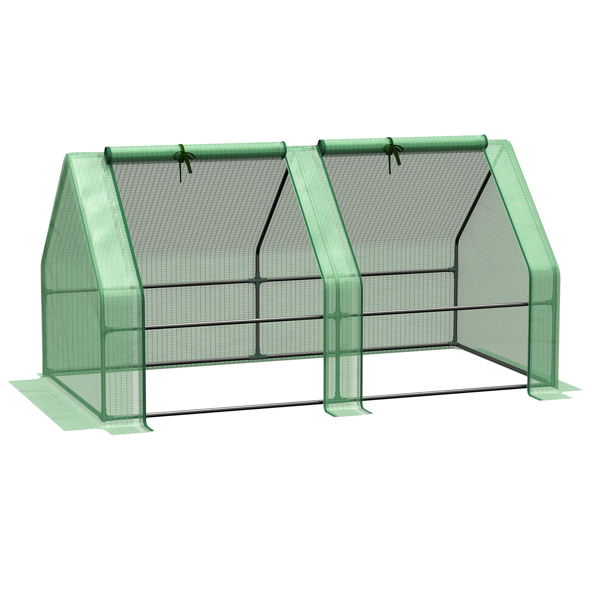 Portable Mini Greenhouse, Outdoor Garden with Large Zipper Doors and Water/UV PE Cover, 5.9' x 3' x 3', Green