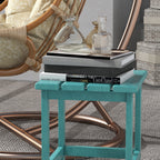 Patio Side Table, 15" Square Outdoor End Table, HDPE Plastic Tea Table for Adirondack Chair, Backyard or Lawn, Green