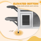 2-story Cat House Outdoor, Weatherproof Wooden Cat Enclosure for Feral Cats with Escape Door, Openable Roof, Jumping Platforms, Gray
