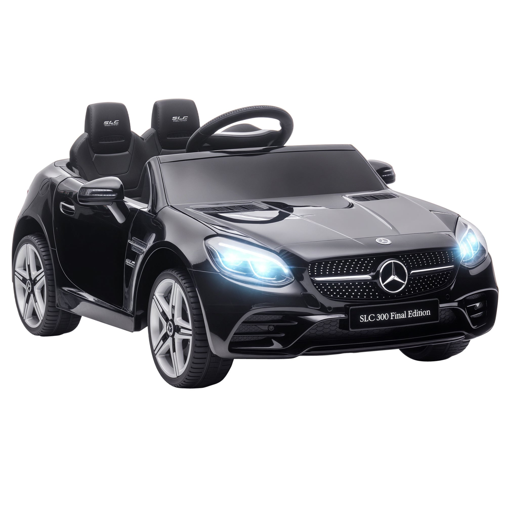 SLC 300 Licensed 12V Ride On Car for Kids with Remote Control, 2 Speeds, Battery Powered Kids Electric Car with Music, Lights, Suspension for 3-6 Years Old, Black