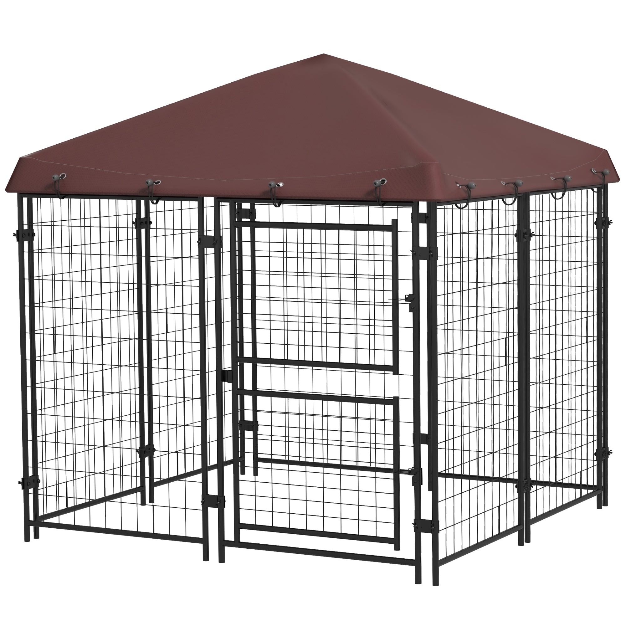4.6' x 4.6' x 5' Dog Kennel Outdoor with Waterproof Canopy, Large Door