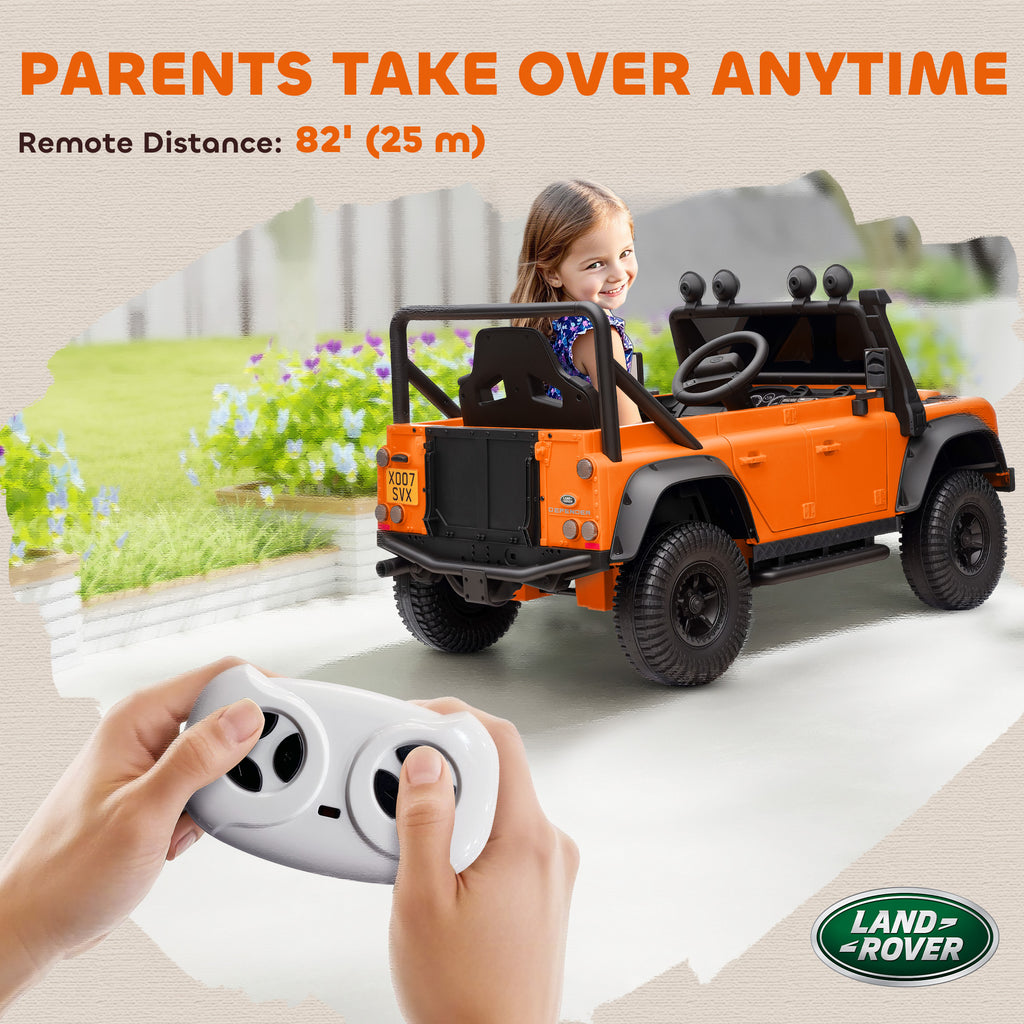Licensed Electric Car for Kids with Remote Control, Dual Motors, Spring Suspension, LED Lights, Orange