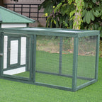 77" Wooden Chicken Coop Hen House Poultry Cage with Weatherproof Roof, Nesting Box, Enclosed Run and Removable Tray for Outdoor Backyard, Green