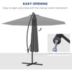 10' Cantilever Tilt Offset Patio Umbrella w/ UV & Water Safe Material & Cross Base (Weight Not Included), Gray