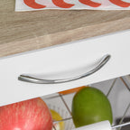 Mobile Kitchen Cart, Rolling Kitchen Island with Storage, Utility Cart with Wire Fruit Baskets, Trays and Drawer, White