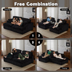 Double Chaise Lounge Chair with Deep Seat and Corduroy Fabric, Sectional Love-seat Perfect for Apartments, 82.5'' L x 57'' W x 23.5'' H, Black
