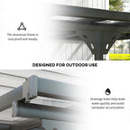 14.5' x 10' Aluminum Polycarbonate Pergola with UV Blocking for Outdoor Wall-Mounted Use, Family Shade, Gray