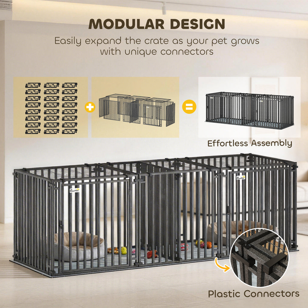 83"L Heavy Duty Dog Crate, Extra Large Dog Kennel with Divider and Mat for Large Breeds, Modular Puppy Playpen