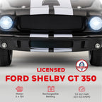 Licensed Shelby GT 350 Kids Ride On Car with Remote Control, Adjustable Speed, MP3, Smooth Start, LED Lights, Black