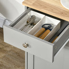Kitchen Storage Cabinet, Sideboard Floor Cupboard with Solid Wood Top, Adjustable Shelf, and 3 Drawers, Gray