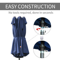Double-Sided Patio Umbrella, Rust-Resistant Steel, Poolside Shade, Dark Blue