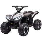 Kids ATV 4 Wheeler, 12V Kids Ride On Toy with Dual Motors, High & Low Speed, Music, Headlights, Up to 3.7 MPH, White