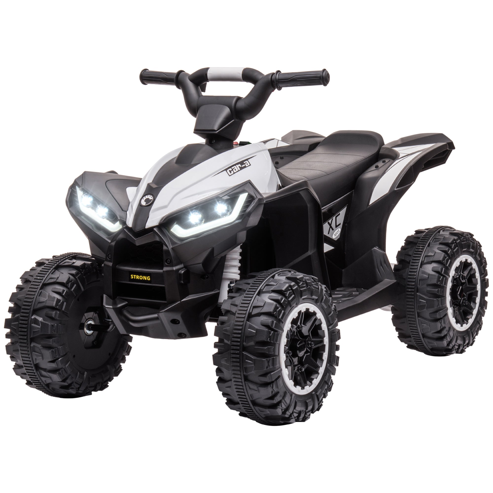 Kids ATV 4 Wheeler, 12V Kids Ride On Toy with Dual Motors, High & Low Speed, Music, Headlights, Up to 3.7 MPH, White
