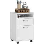 Mobile Storage Cabinet Organizer with Drawer and Cabinet, Printer Stand with Castors, White