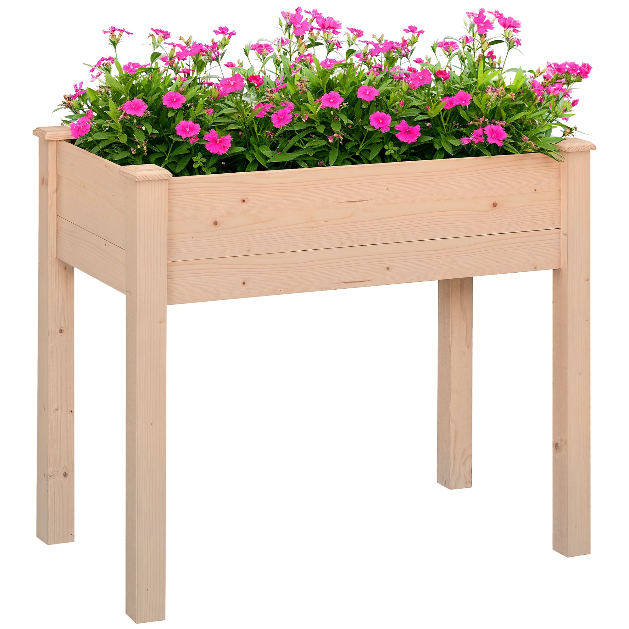 34'' Raised Garden Bed, Elevated Wooden Planter Box DIY Paint with Holes for Vegetables, Herb and Flowers Backyard Use