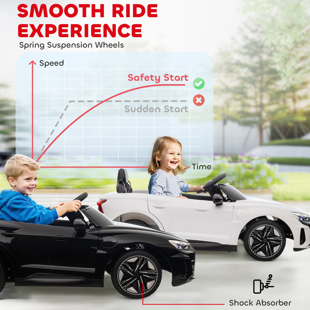 Licensed RS e-tron GT 12V Ride On Car Truck for Kids, Electric Car Ride On Vehicle w/Parent Remote Control, Music, Lights, for Toddlers, White