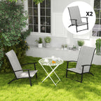 Set of 2 Outdoor Dining Chairs with High Back, Armrests, Folding Patio Chairs for Patio, Lawn, Camping, Gray