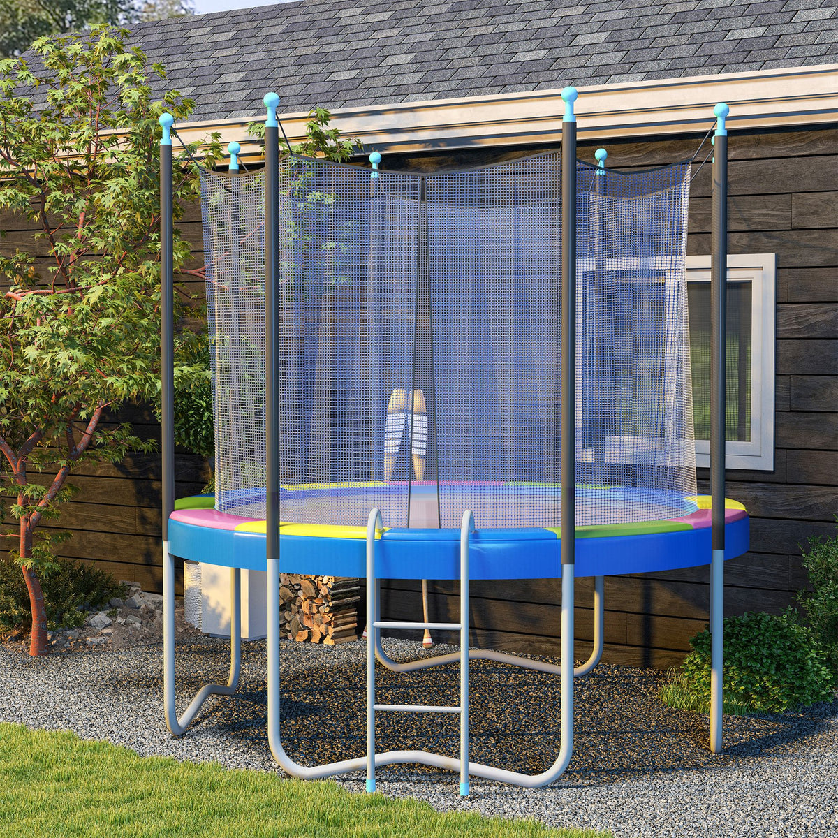 14FT Trampoline Spring Cover, Safety Trampoline Pad Replacement, Waterproof and Tear Resistant, All Weather Trampoline Accessories, No Holes for Pole, Multi Color