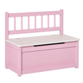 Toy Box Chest, Kids Storage Bench with Large 27 L Interior, Toy Organizer with Top Lid, and Backrest, Kids Bedroom Furniture for Nursery Room, Playroom, Bedroom, 24" x 12" x 20", Pink