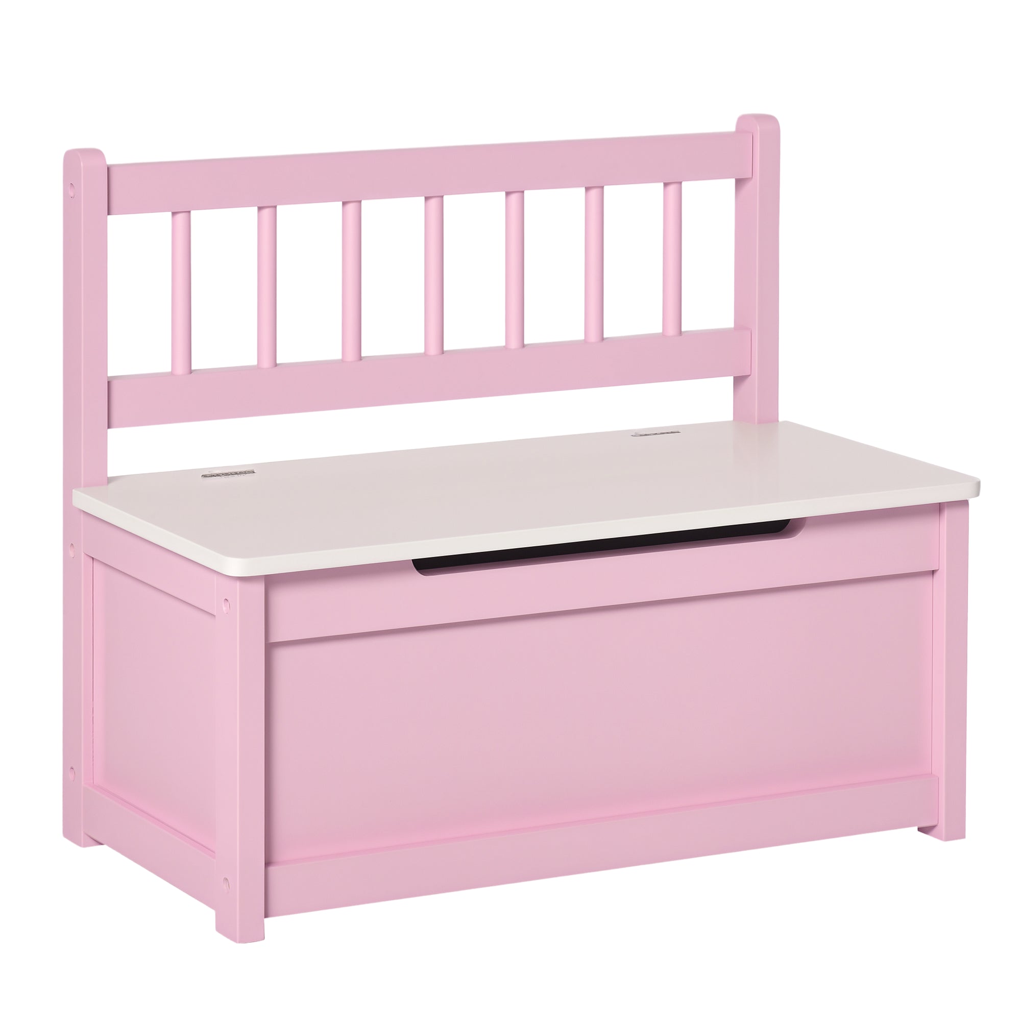 Toy Box Chest, Kids Storage Bench with Large 27 L Interior, Toy Organizer with Top Lid, and Backrest, Kids Bedroom Furniture for Nursery Room, Playroom, Bedroom, 24" x 12" x 20", Pink