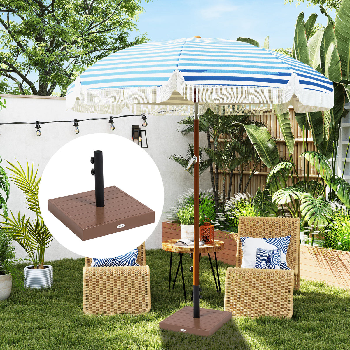 Patio Umbrella Base, 42 lbs. Concrete Heavy Duty Umbrella Base for 1.25/1.5" Poles, Coffee