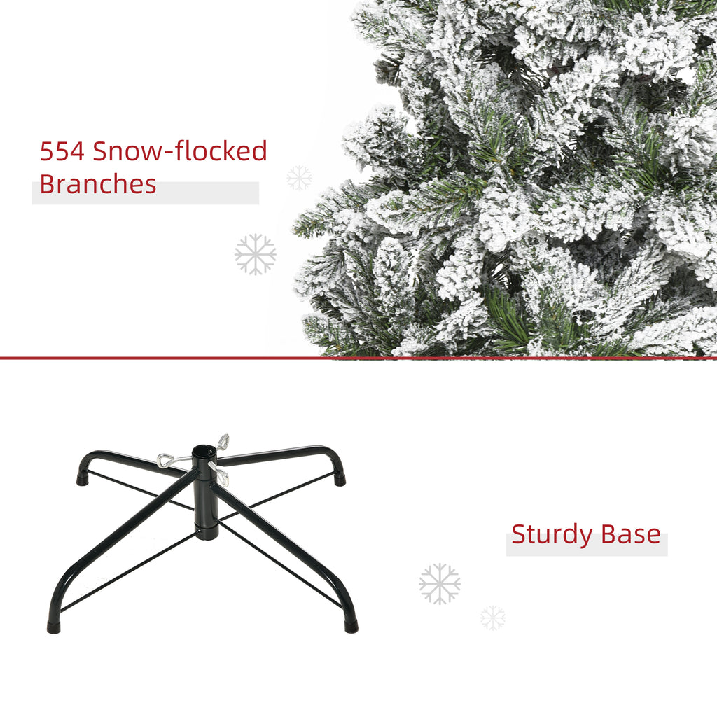 7.5ft Unlit Snow-Flocked Slim Pine Artificial Christmas Tree with Realistic Branches and 668 Tips