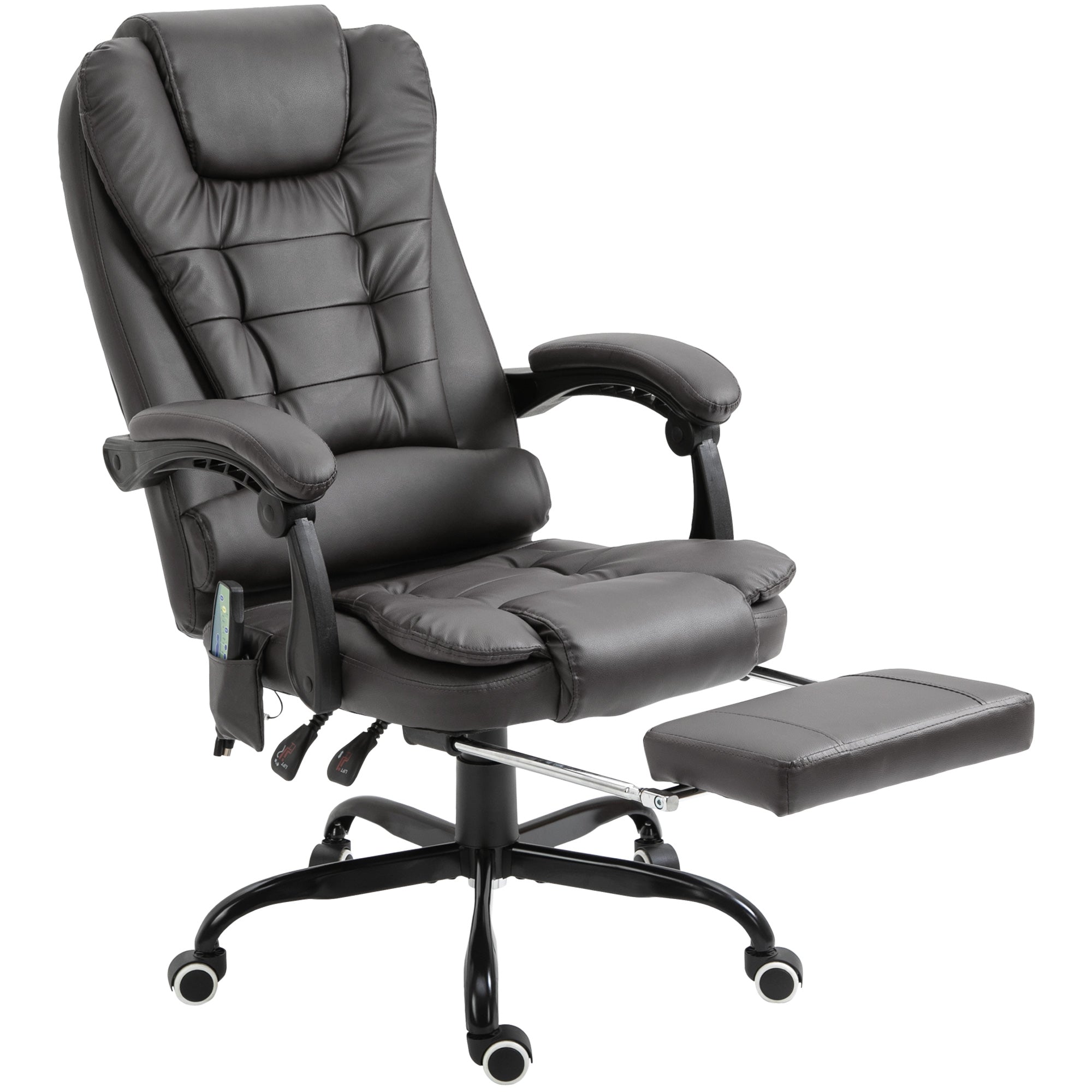 7-Point Vibrating Massage Office Chair High Back Massaging Office Desk Chair with Lumbar Support, Footrest, Gray