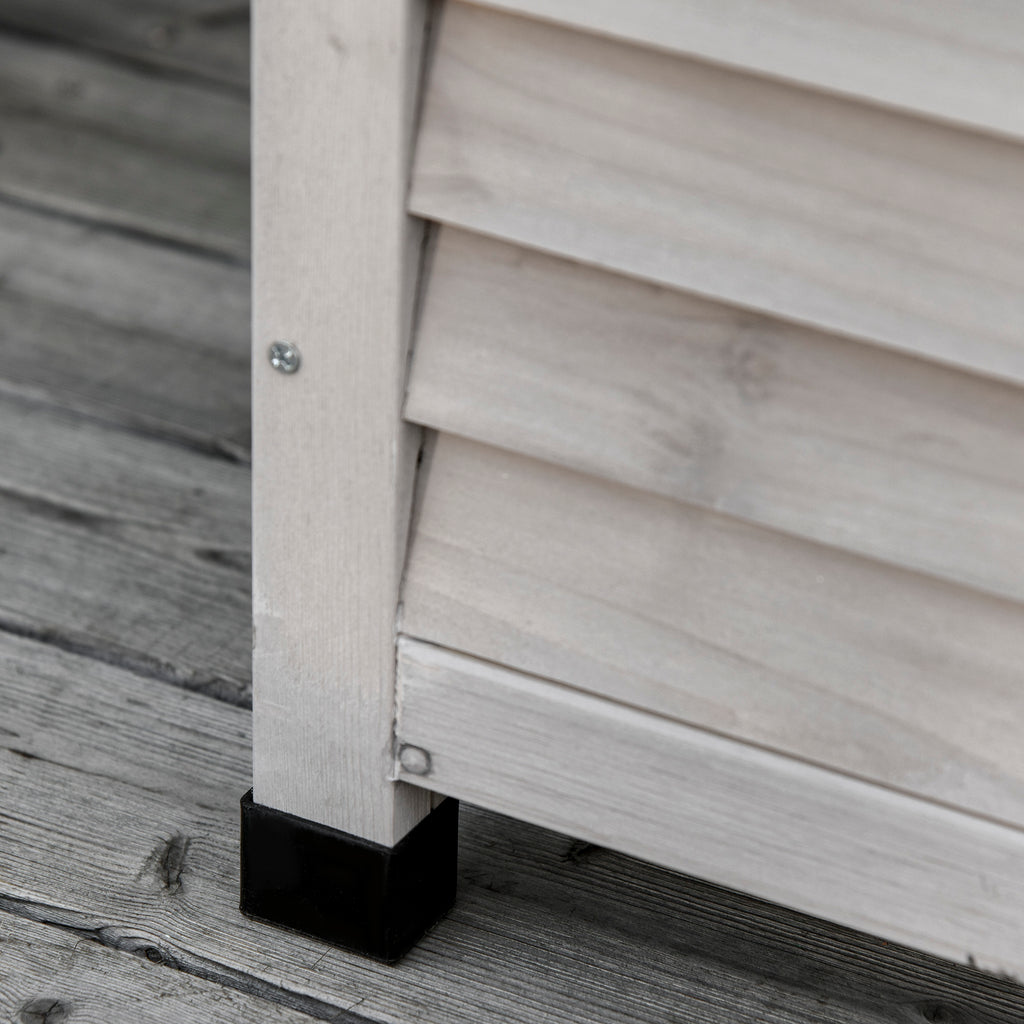75 Gallon Wooden Deck Box, Outdoor Storage Container with Aerating Gap & Weather-Fighting Finish, Grey