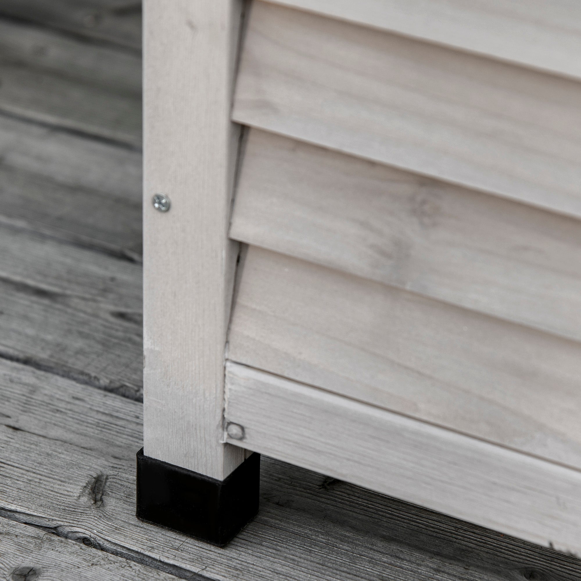 75 Gallon Wooden Deck Box, Outdoor Storage Container with Aerating Gap & Weather-Fighting Finish, Grey