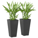 23 Inch Tall Planters for Outdoor Plants, Set of 2 Plastic Flower Pots, for Front Door Patio Garden Use, Black
