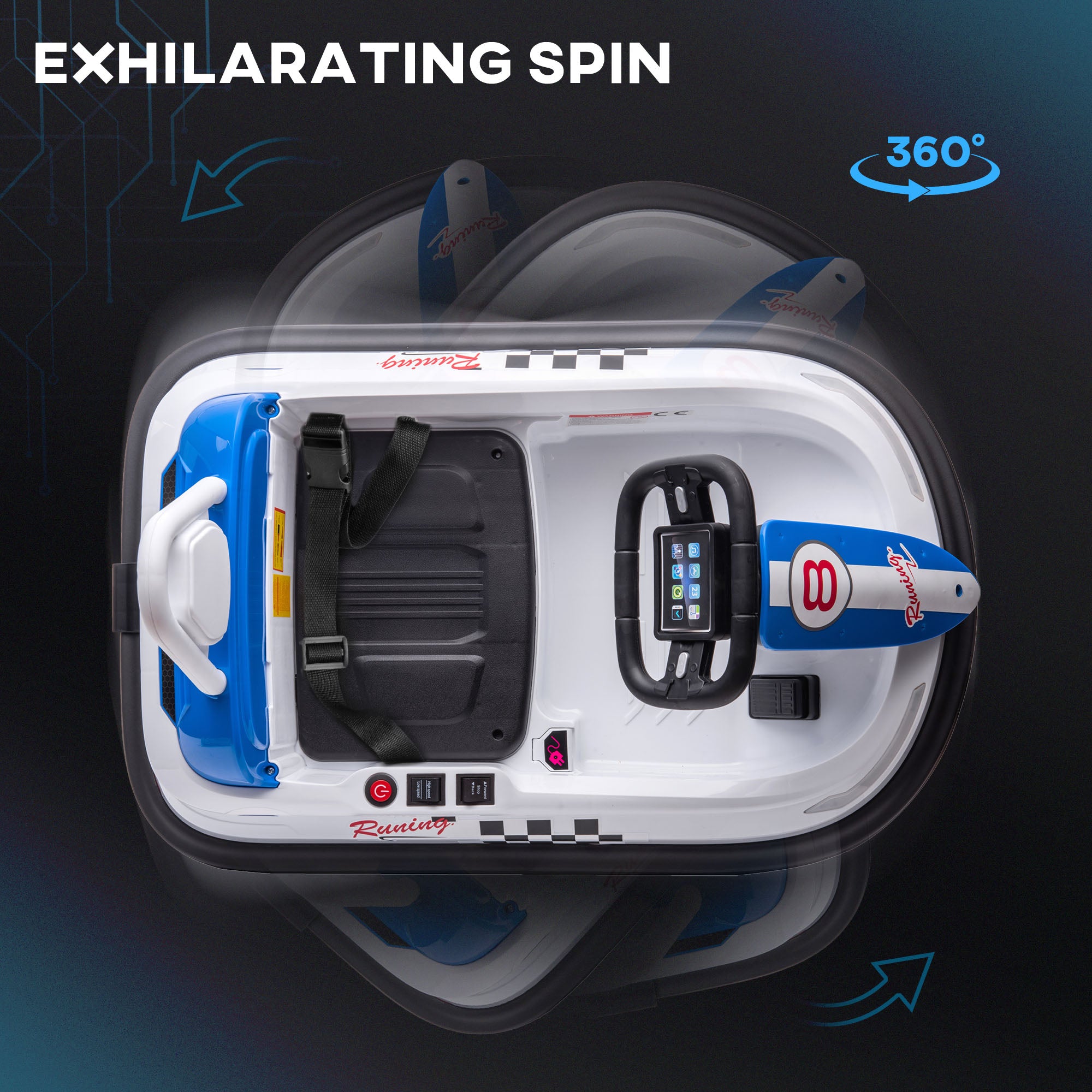 Bumper Car for Kids, 360° Rotation 6V Electric Ride On Bumper, White
