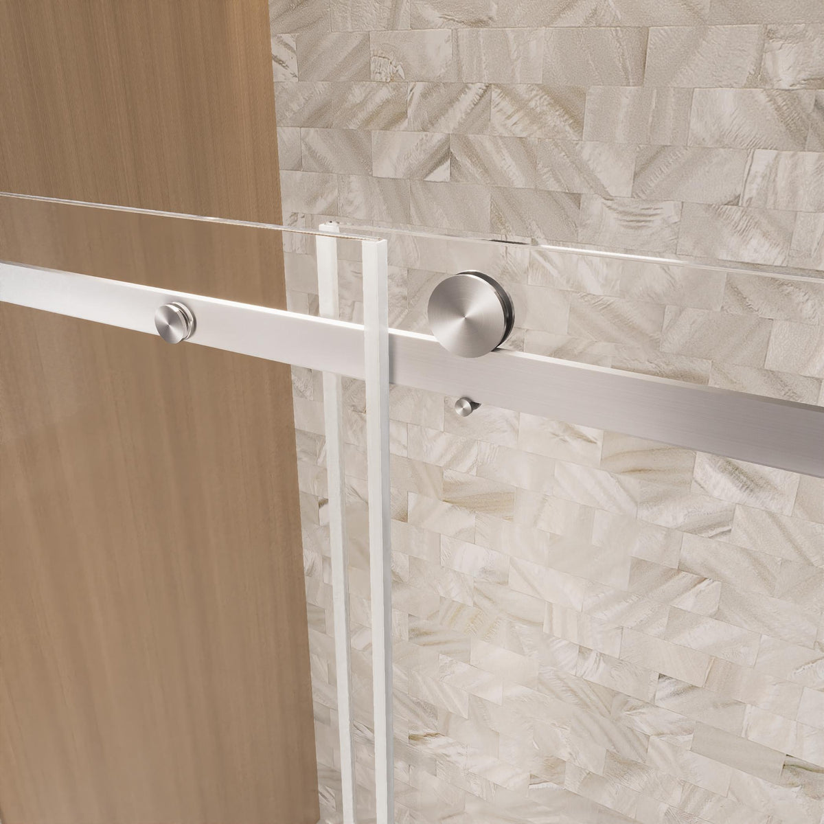 Frameless Shower Door with Anti-Shatter Safety Film and Bottom Water-Blocking Strip, Panel for Bathroom, 60" L x 0.5" W x 76" H, Brushed Nickel