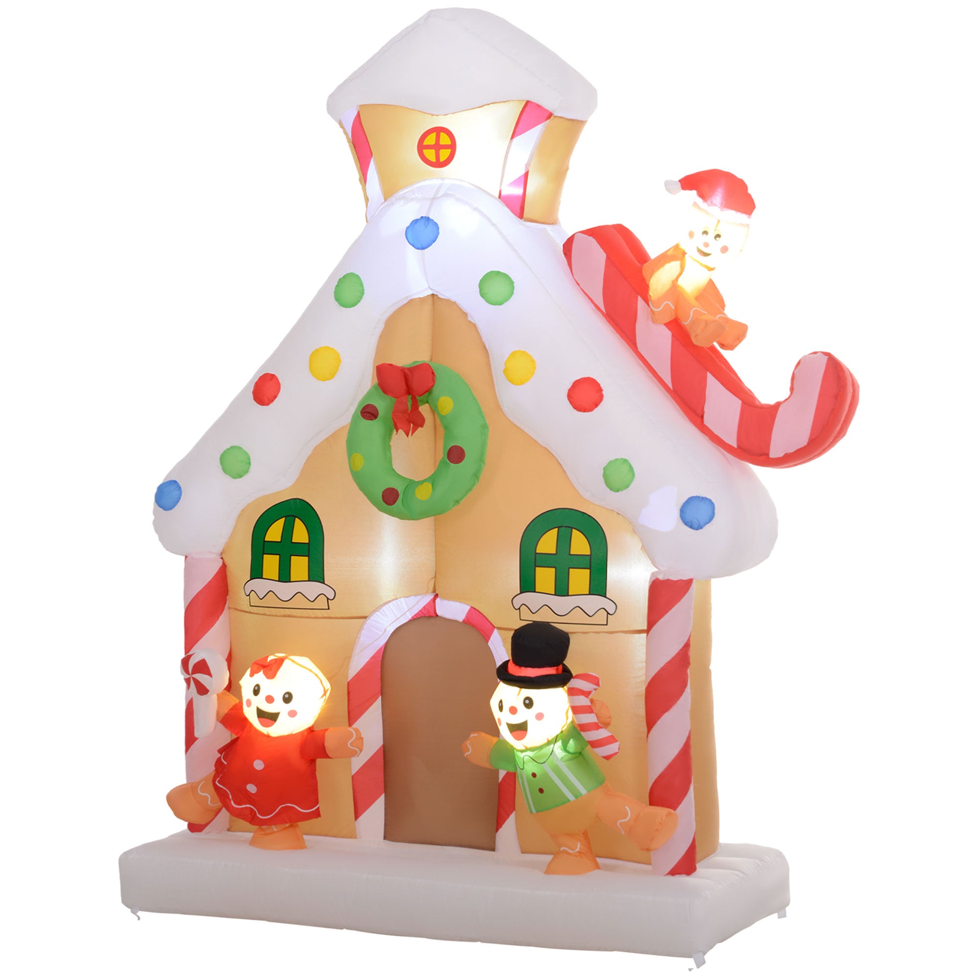 7FT Giant Inflatable Gingerbread House, Christmas Blow Up Decoration with Built-in LED Lights for Indoor, Outdoor, Yard