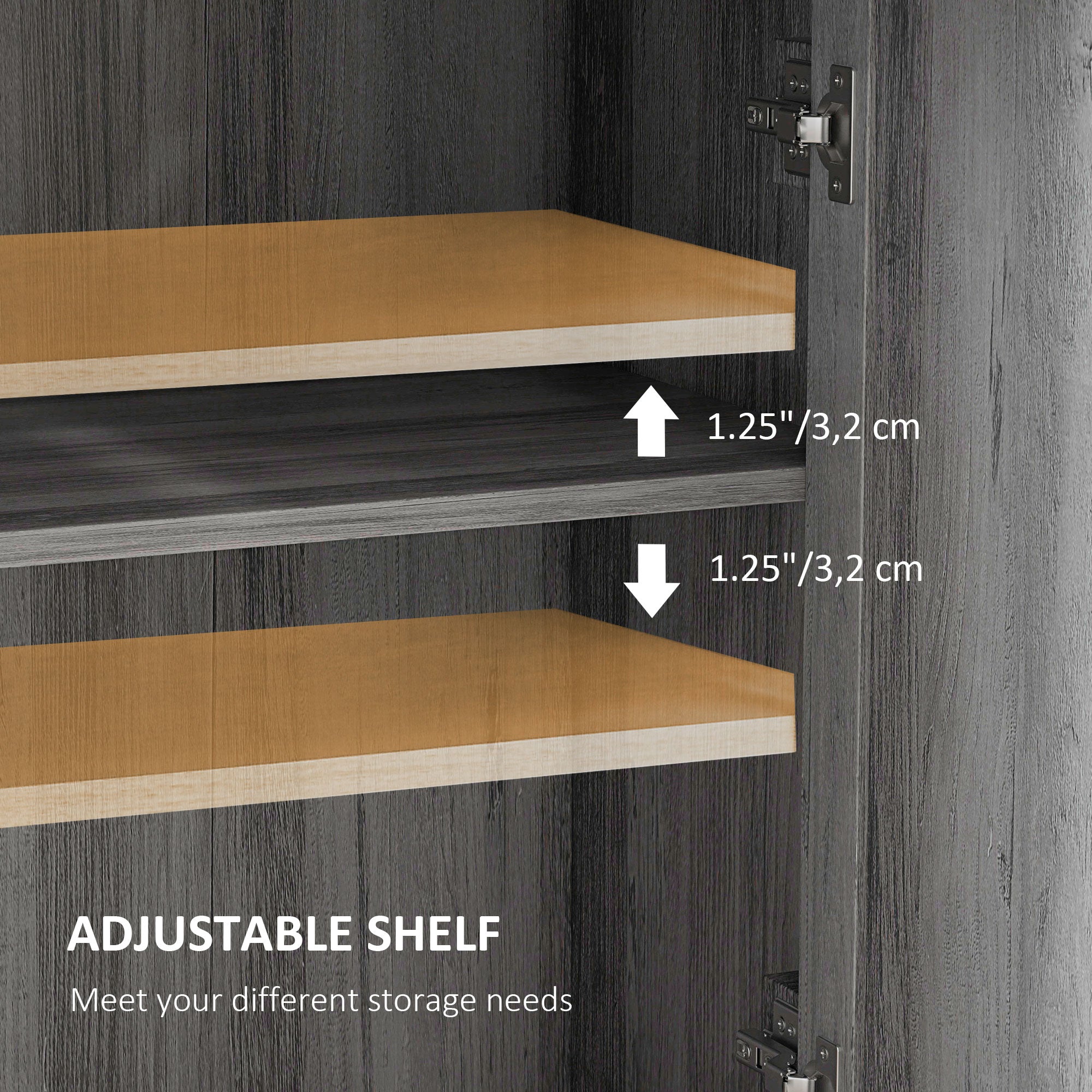 Farmhouse Sideboard Storage Cabinet with Doors and Drawer for Kitchen, Living room, 23.5"x11.75"x34.5", Gray