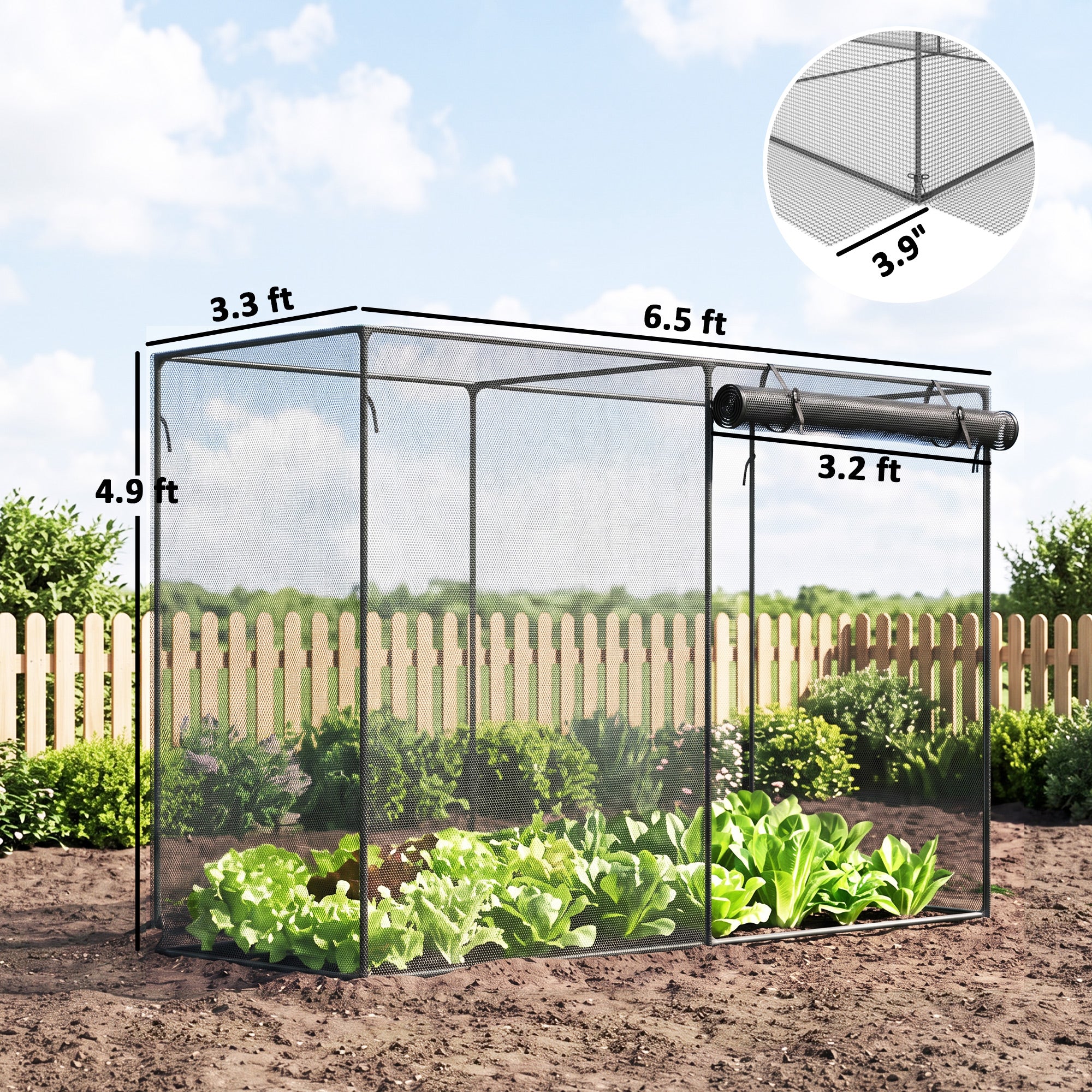 6 x 3ft Crop Cages for Garden, Plant Protectors from Animals, Storage Bag and 6 Ground Stakes, Black