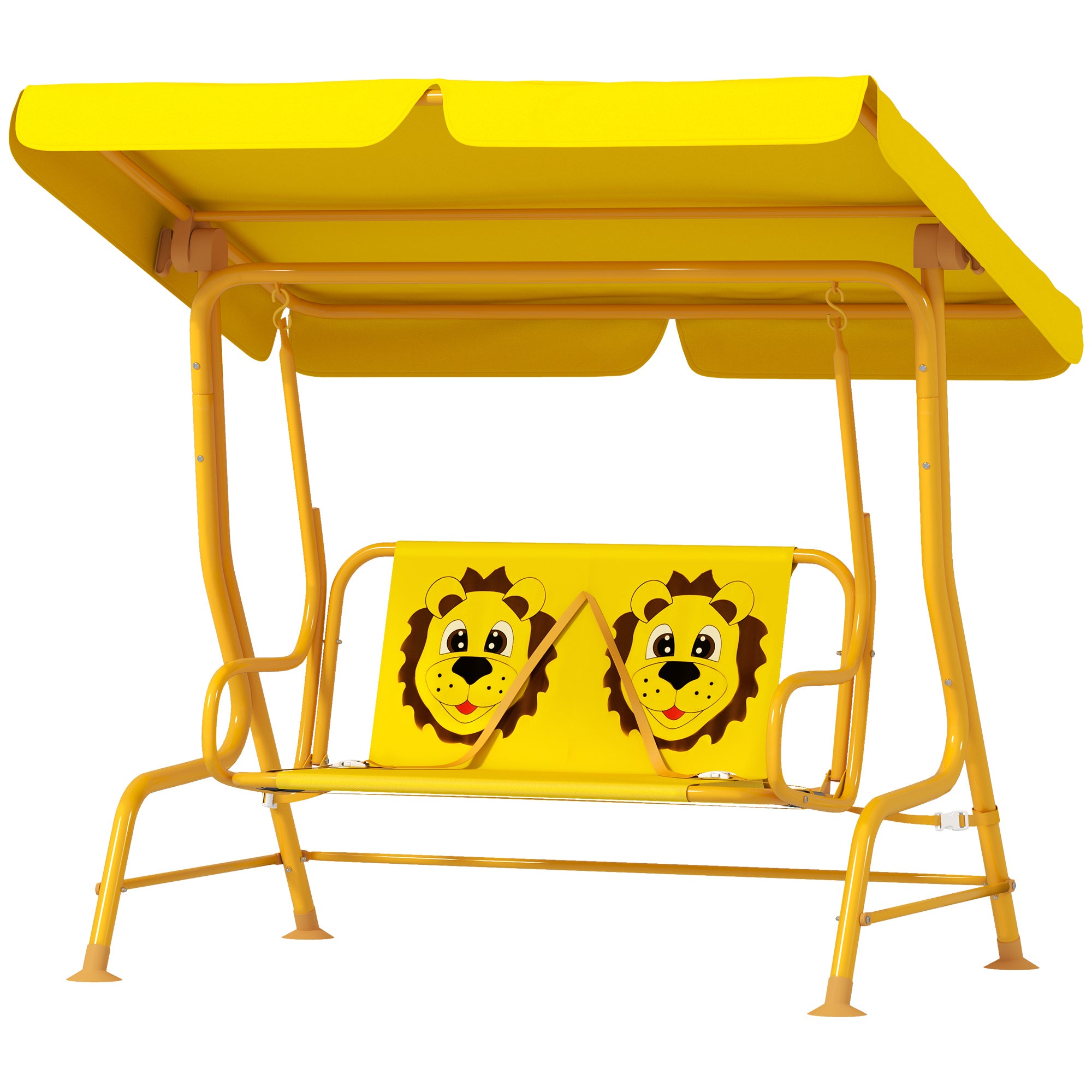 Kids Patio Swing Chair with Adjustable Canopy, Safety Belt for Patio, Garden, Poolside, Balcony, Yellow