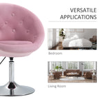 Modern Makeup Vanity Chair Round Tufted Swivel Accent Chair with Chrome Frame Height Adjustable, Pink