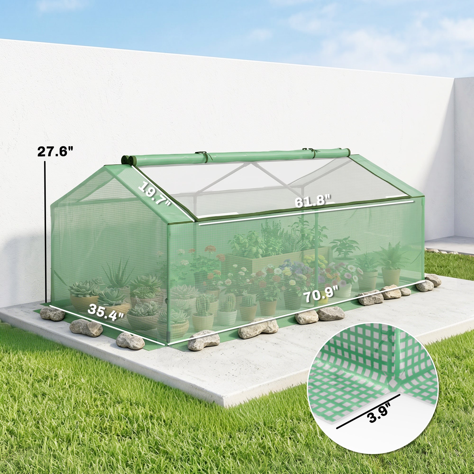 71" x 36" x 28" Mini Greenhouse Portable Hot House for Plants with Large Zipper Windows for Outdoor, Indoor, Garden, Green