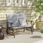 2-Person Outdoor Glider Bench, Patio Glider Loveseat Chair with Powder Coated Steel Frame, 2 Seats Porch Rocking Glider for Backyard, Lawn and Garden, Mixed Gray