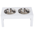 23" Modern Decorative Raised Dog Bowls, Wooden Heavy Duty Pet Food and Water Bowl, Elevated Feeding Station, White
