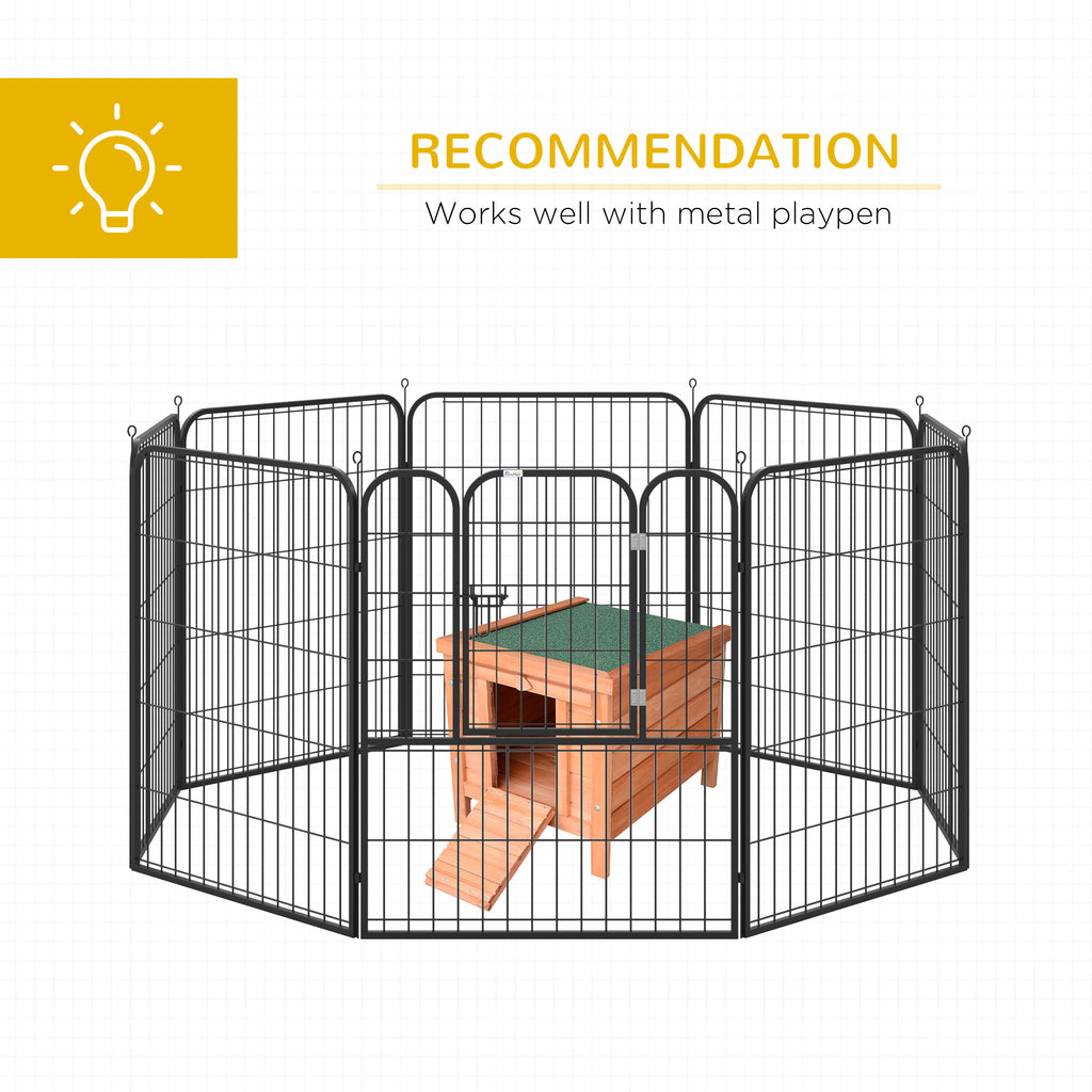 Small Wooden Rabbit Hutch Bunny Cage Guinea Pig Cage Duck House Dog House with Openable & Waterproof Roof, for Rabbits, Chickens, Ducks, Natural