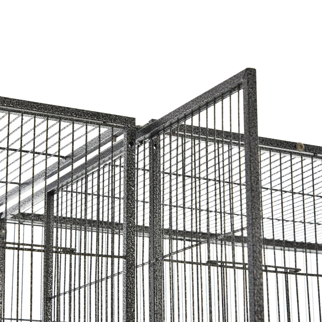 Rolling 65"L Bird Cage w/ Storage Shelf Wood Perch Food Container