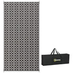 Reversible Outdoor Rug Carpet RV Camping Rugs with Carry Bag, 9' x 18', Black & White Clover