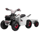 6V Electric Toy Car with Back Trailer, Forward Backward, Wear-Resistant Wheels for Ages 18-36 Months, White