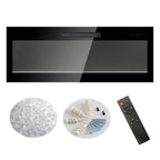 50" Ultra Thin Recessed Design Wall Mounted Electric Fireplace with Remote, Multi-Color Flame, Ember Bed, and LED Heater, Antique Black