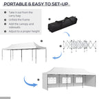 9.5' x 28' Pop Up Canopy Tent, Instant Tent for Parties, Height Adjustable, with Carry Bag and Sand Bags